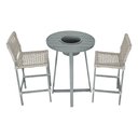 Ver imagem 1 de Conjunto Bistrô Champanheira Cinza Tampo Ripado e 2 Banquetas França Corda Náutica Areia