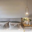 Ver imagem 2 de Luminária de Teto Pendente Pêndulo Cobre Polido com Globo de Vidro Leitoso 1xg9 Bivolt