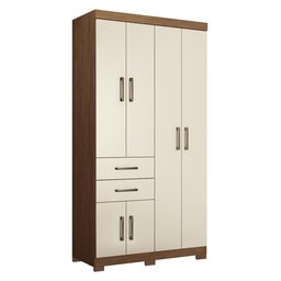 Guarda Roupa Solteiro Verona 6.2 6 Portas 2 Gavetas Jatobá/areia com Pés - Santos Andirá - 1