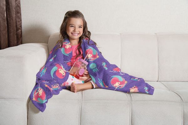 Manta Infantil Fleece de Sofá Sereia Oceano Lepper