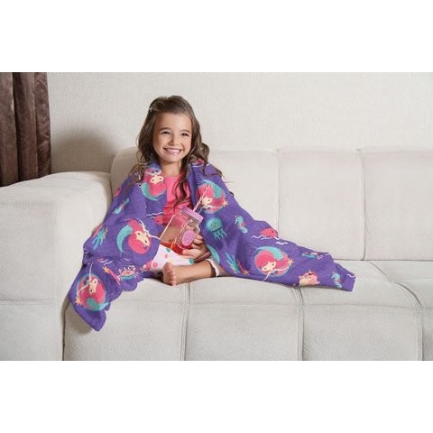 Manta Infantil Fleece de Sofá Sereia Oceano Lepper