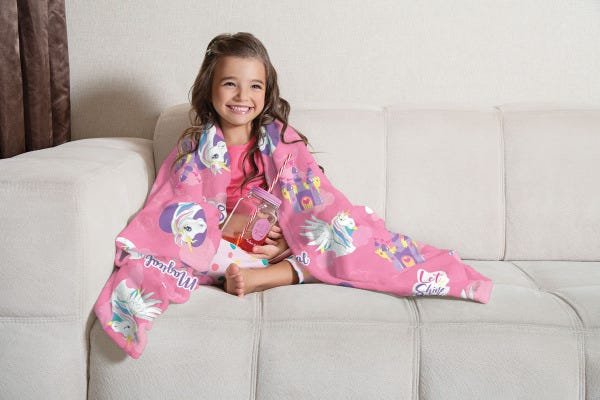 Manta Infantil Fleece de Sofá Unicórnio Lepper