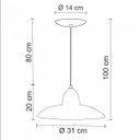 Ver imagem 2 de Pendente Cúpula Alumínio Redondo 31cm Turim Madelustre