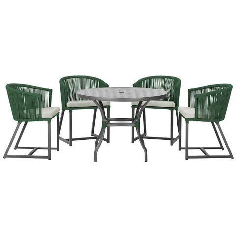 Mesa com 4 Cadeiras e Noronha Estofado 3 Trama Original Verde