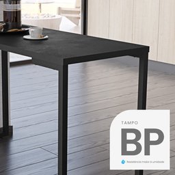 Mesa de Cozinha Multiuso Lanche Rápido Estilo Industrial 120x50cm BP Prattica F02 Preto - Mpozenato - 6