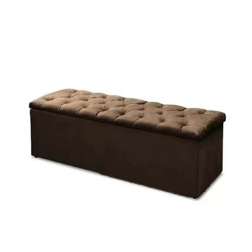 Cabeceira Mais Calçadeira Baú Casal 140cm Para Cama Box Sofia Suede Marrom - 3