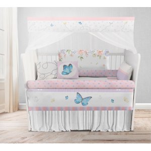 Kit Berço Enxoval de Bebê Floral Borboletas - Kt567
