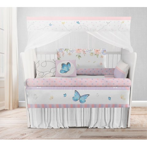 Kit Berço Enxoval de Bebê Floral Borboletas - Kt567