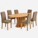 Ver imagem 2 de Conjunto de Mesa de Jantar Orgânica 6 Cadeiras MDF 180x90cm Marrom
