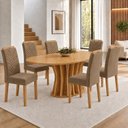 Ver imagem 1 de Conjunto de Mesa de Jantar Orgânica 6 Cadeiras MDF 180x90cm Marrom