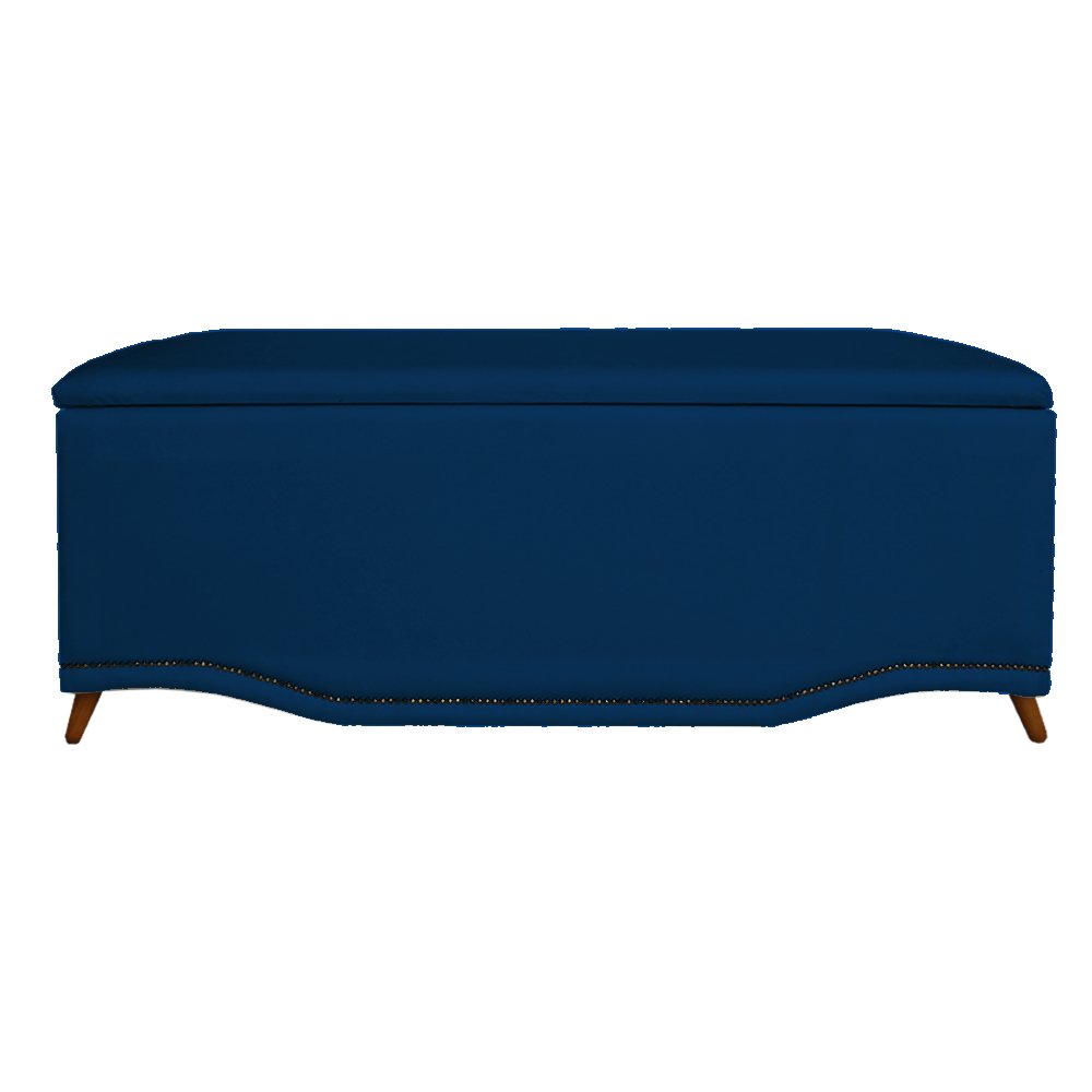 Calçadeira Recamier Baú Solteiro 90cm Greta Suede Azul Marinho - DS Estofados - 1