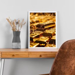 Quadro Lei da Atração - Barras de Ouro 24x18cm:moldura Preta - 2