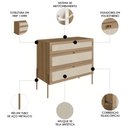 Ver imagem 3 de Cômoda para Quarto 3 Gavetas Pé Metal Arlo A10 Hanover Dourado - Mpozenato