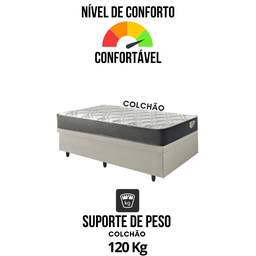 Cama Box com Baú Solteiro 88x188 com Colchão Adapto Molas Ensacadas Ecoflex Courino Linho - 7