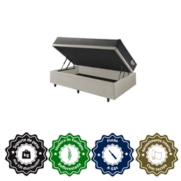 Cama Box com Baú Solteiro 88x188 com Colchão Adapto Molas Ensacadas Ecoflex Courino Linho - 6