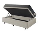 Ver imagem 4 de Cama Box com Baú Solteiro 88x188 com Colchão Adapto Molas Ensacadas Ecoflex Courino Linho