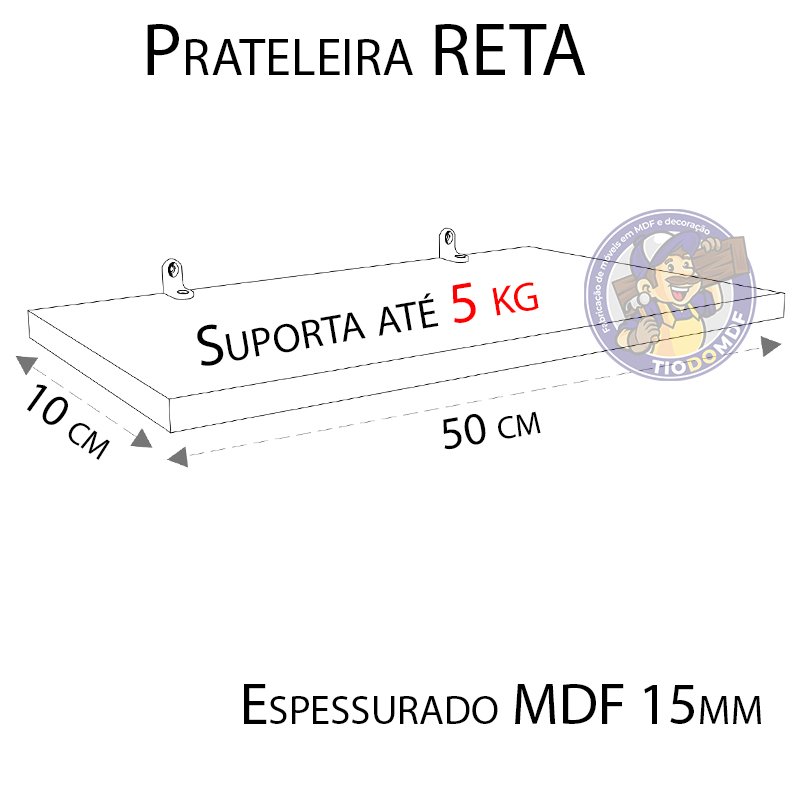 Kit 4 Prateleira Reta 50x10 Branco Mdf Decorativos - 2