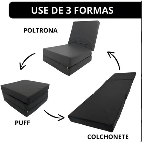 Puff Colchonete Dobrável Sofá 3 em 1 Multiuso Portátil:Kit 2 Unid/Solteiro