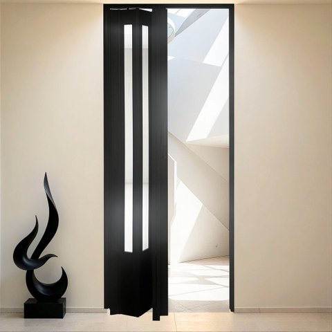Porta Sanfonada de PVC Translucido 210cm x 84cm Plastporta Bcf Preto