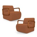 Ver imagem 1 de Kit 02 Poltronas Decorativas Orgânica Living Kavya Bouclê Terracota - Abmaza