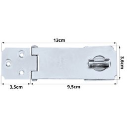 Dobradiça Porta Cadeado Fecho Trinco Zincado 9,5cm para Portão Gaveta Armário | Silvana | Kit 10 Un - 2