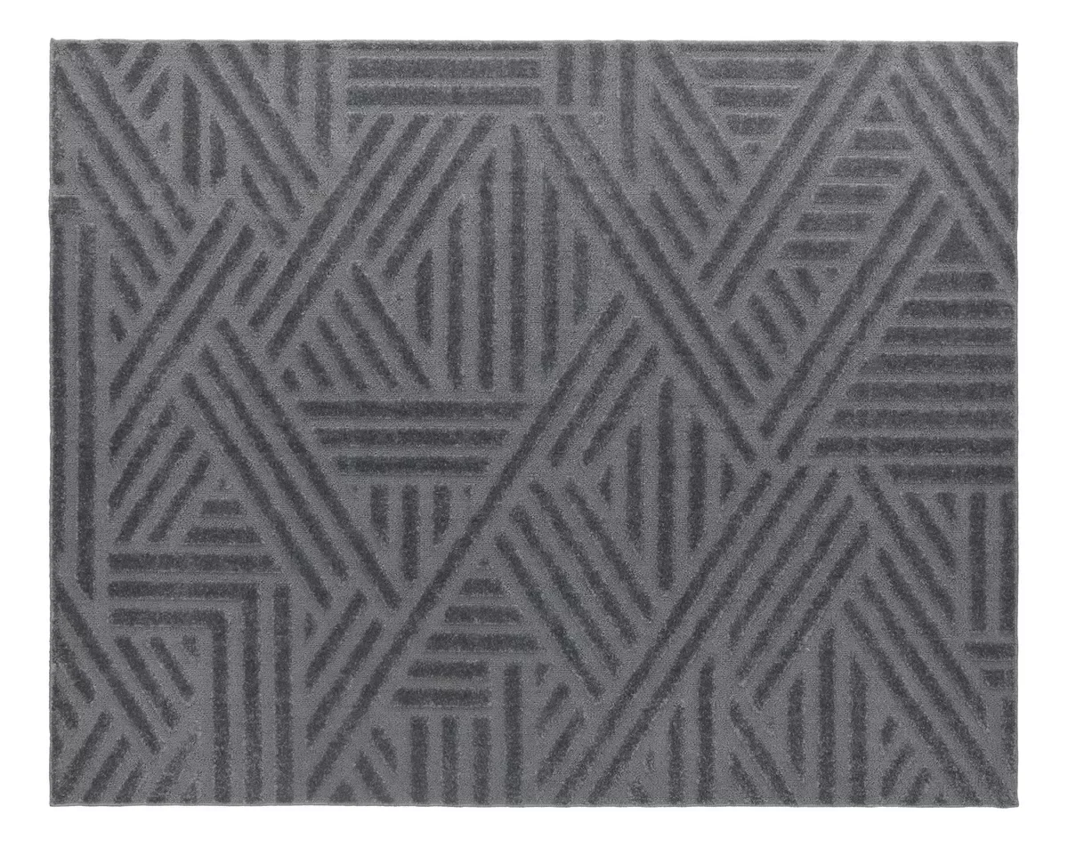 Ver imagem 4 de Tapete Sala Alto Relevo Realce Trama Grafite 300x400 Cm 3x4m