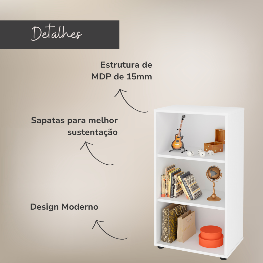 Estante Multiuso para Livros Baixa 2 Prateleiras 81cmx45cm - 11