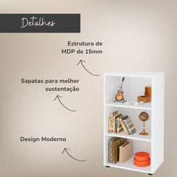 Estante de Livros 45CMX81CM Multiuso Baixa 2 Prateleiras Clean Branco Artany - 11 Estante de Livros 45CMX81CM Multiuso Baixa 2 Prateleiras Clean Branco Artany - 11