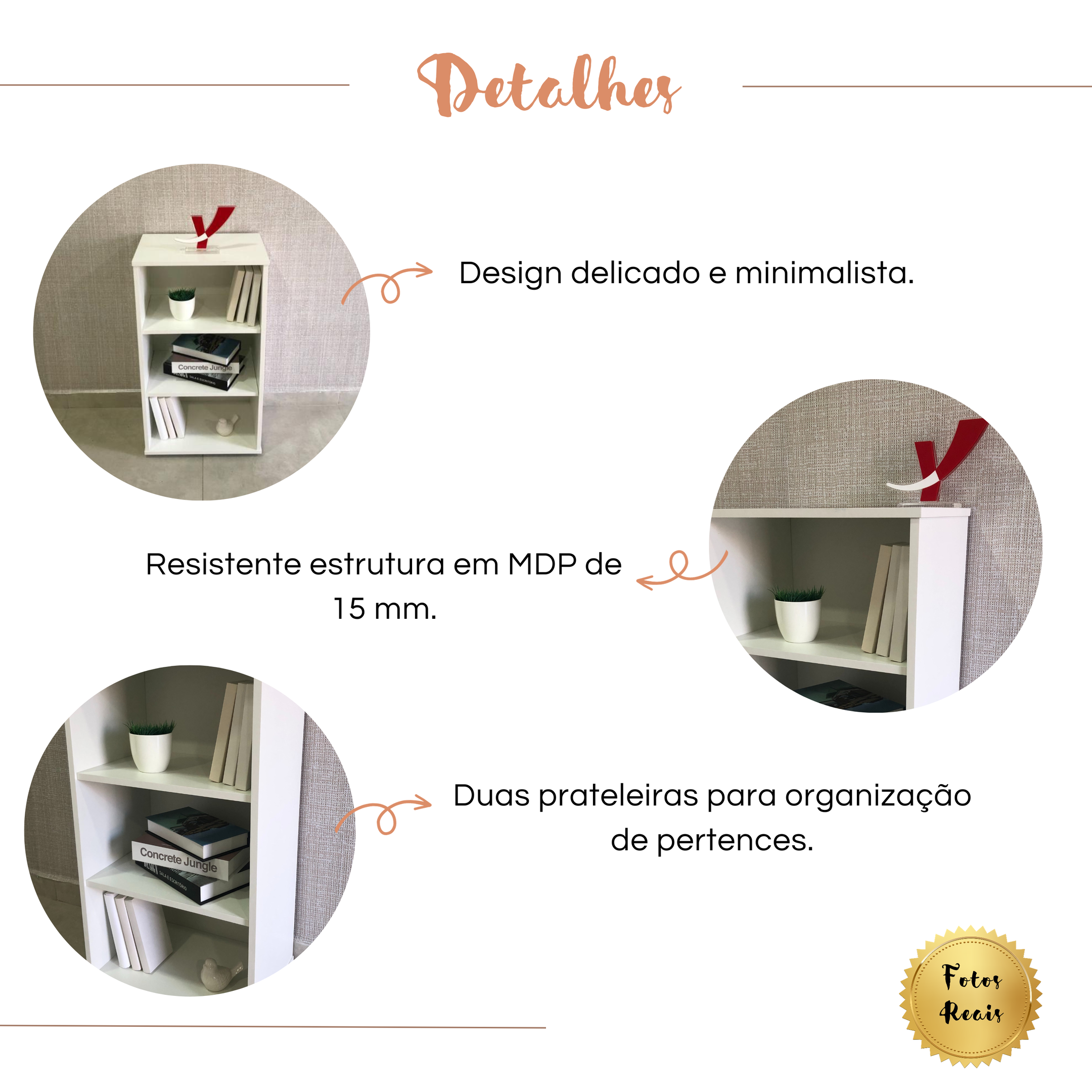 Estante Multiuso para Livros Baixa 2 Prateleiras 81cmx45cm - 6