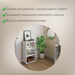 Estante de Livros 45CMX81CM Multiuso Baixa 2 Prateleiras Clean Branco Artany - 12 Estante de Livros 45CMX81CM Multiuso Baixa 2 Prateleiras Clean Branco Artany - 12