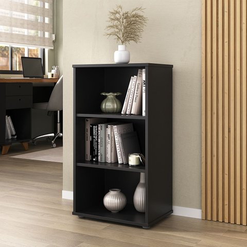 Estante de Livros 45CMX81CM Multiuso Baixa 2 Prateleiras Preto Artany