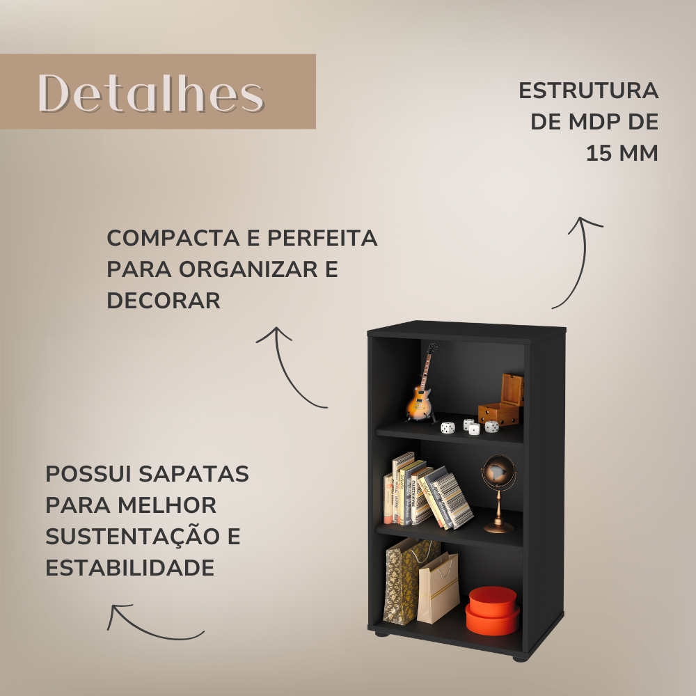 Estante Multiuso para Livros Baixa 2 Prateleiras 81cmx45cm - 10