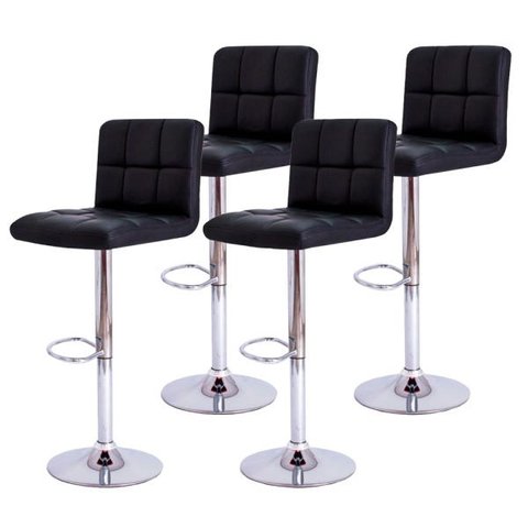 Kit 04 Banqueta Gomos Pretas em Couro Ecológico Cozinha 3-35