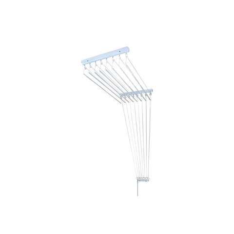 Varal de Teto Individual 10 Varetas Aluminio Branco - 150cm
