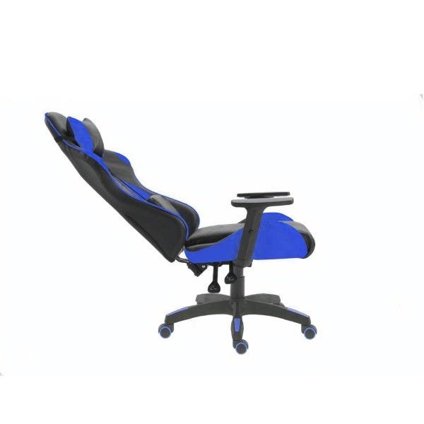 Cadeira Star Game Performer Reclinável Em Couro PU Azul e Preta - WG-03 - 3