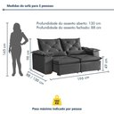 Ver imagem 5 de Sofá Retrátil e Reclinável Atenas 3 Lugares 196cm Cinza Suede Rei de Casa