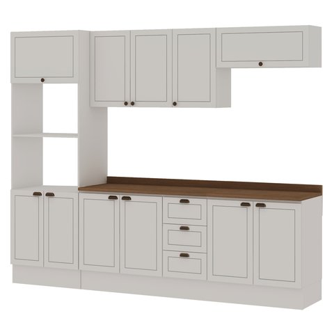 Cozinha Completa 5pçs Americana Branco/ebano C/ Tpo e Rodape