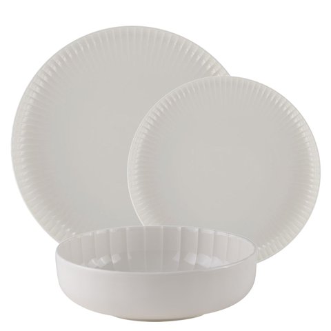 Aparelho de Jantar Radial em Porcelana Branca 18 Peças L'Hermitage