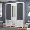 Ver imagem 2 de Guarda-Roupa New Tóquio 3 Portas 9 Gavetas com Espelho Maxel Branco/Niquel Flex