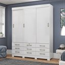 Ver imagem 1 de Guarda-Roupa New Tóquio 3 Portas 9 Gavetas com Espelho Maxel Branco/Niquel Flex