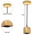 Ver imagem 2 de Lustre Pendente Rústico Quadrado em Madeira Tampa Canopla Regulável 1,20m para Teto Fio Pp Bocal Soq