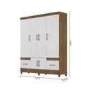 Ver imagem 6 de Guarda Roupa 6 Portas 2 Gavetas Branco/Castanho MS912 Moval 204x165x47