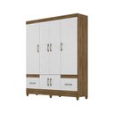 Ver imagem 2 de Guarda Roupa 6 Portas 2 Gavetas Branco/Castanho MS912 Moval 204x165x47