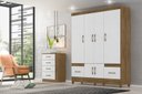 Ver imagem 1 de Guarda Roupa 6 Portas 2 Gavetas Branco/Castanho MS912 Moval 204x165x47