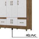 Ver imagem 4 de Guarda Roupa 6 Portas 2 Gavetas Branco/Castanho MS912 Moval 204x165x47
