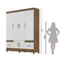 Ver imagem 7 de Guarda Roupa 6 Portas 2 Gavetas Branco/Castanho MS912 Moval 204x165x47