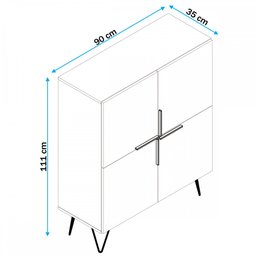 Armário para Escritório 4 Portas 2 Prateleiras Castanho/ades/coral/metal Preto Bmu 62 - Brv Móveis - 4