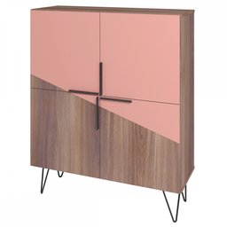 Armário para Escritório 4 Portas 2 Prateleiras Castanho/ades/coral/metal Preto Bmu 62 - Brv Móveis - 2