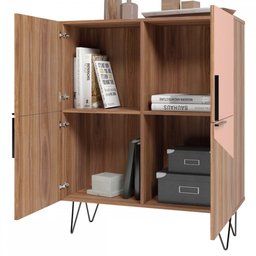 Armário para Escritório 4 Portas 2 Prateleiras Castanho/ades/coral/metal Preto Bmu 62 - Brv Móveis - 3