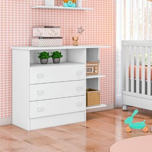 Cômoda 3 Gavetas com Nicho Sonho - Branco - Palladium Decor